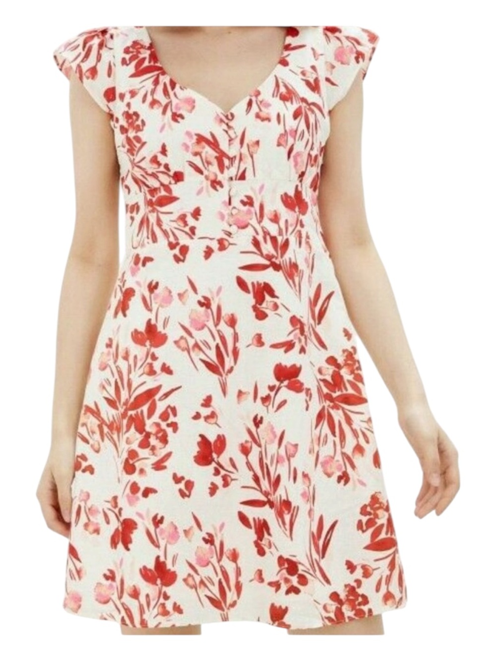 Banana‎ Republic Floral Linen Cotton Button Front Mini Dress 6 NWOT